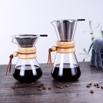 热卖高温手工制作漏斗过滤器硅胶玻璃咖啡壶橡胶木茶和咖啡壶