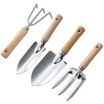 花园工具套件- 4件5件重型花园手工具套件，木制手柄
