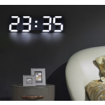 3D LED Table Wall Clock Digital Timer Nightlight Watch Alarm Clock for Warehouse Office Living Room 12/24H Brightness Adjustable