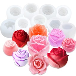 新产品3D玫瑰花硅胶方糖模具DIY工艺树脂模具蛋糕蜡烛肥皂制作慕斯冰蛋糕巧克力模具