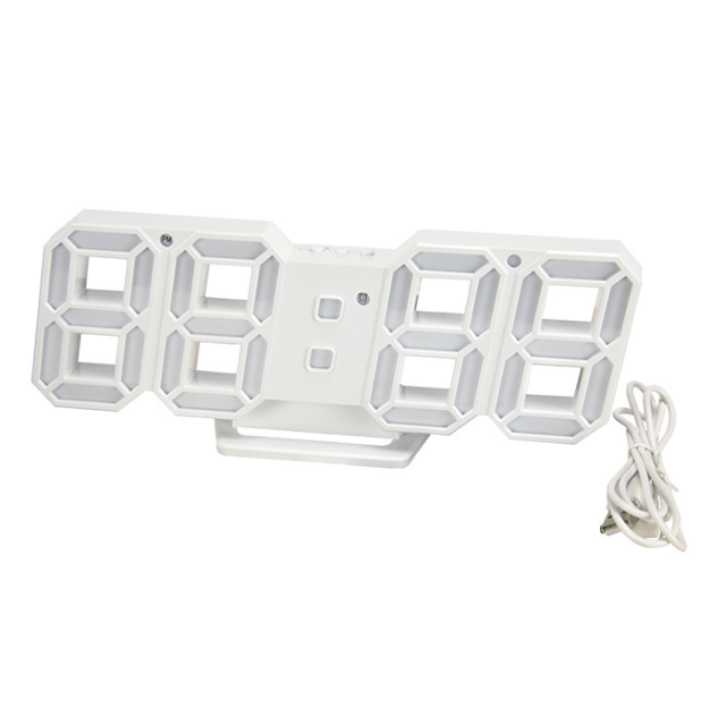 3D LED Table Wall Clock Digital Timer Nightlight Watch Alarm Clock for Warehouse Office Living Room 12/24H Brightness Adjustable