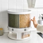 热高品质厨房防潮6格可旋转白米分配器谷物储存盒塑料谷米桶