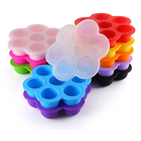 Reusable Bpa Free Portable Round Silicone Bites Tray Mold Baby Food Storage Containers With Lid