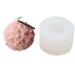 情人节礼物DIY母亲节3D花蛋糕模具，爱心玫瑰花蜡烛硅胶模具