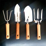 花园工具套件- 4件5件重型花园手工具套件，木制手柄