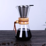 热卖高温手工制作漏斗过滤器硅胶玻璃咖啡壶橡胶木茶和咖啡壶