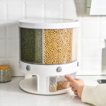 热高品质厨房防潮6格可旋转白米分配器谷物储存盒塑料谷米桶