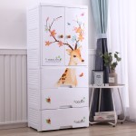 热高品质60*41*114厘米开门熊宝宝卡通塑料衣柜衣架和3个抽屉