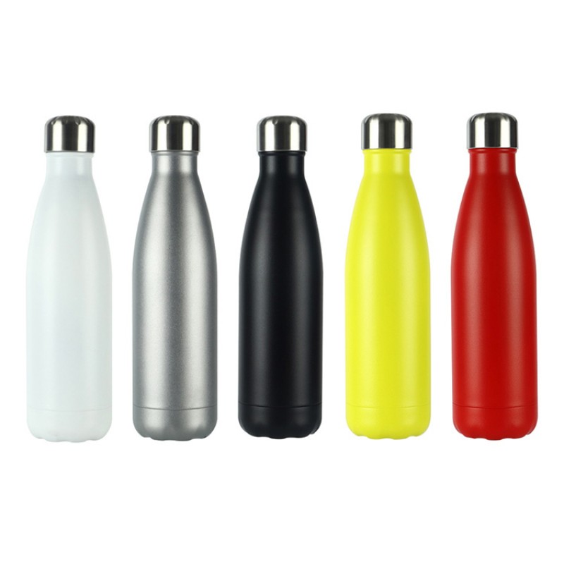 2021 Top Sellers Eco-Friendly Double Wall Stainless Steel 304 Tumbler Custom Logo Vacuum Sport Water Bottle Cola Shape 500ml