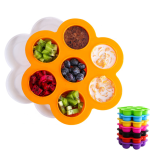 Reusable Bpa Free Portable Round Silicone Bites Tray Mold Baby Food Storage Containers With Lid