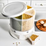 热高品质厨房防潮6格可旋转白米分配器谷物储存盒塑料谷米桶