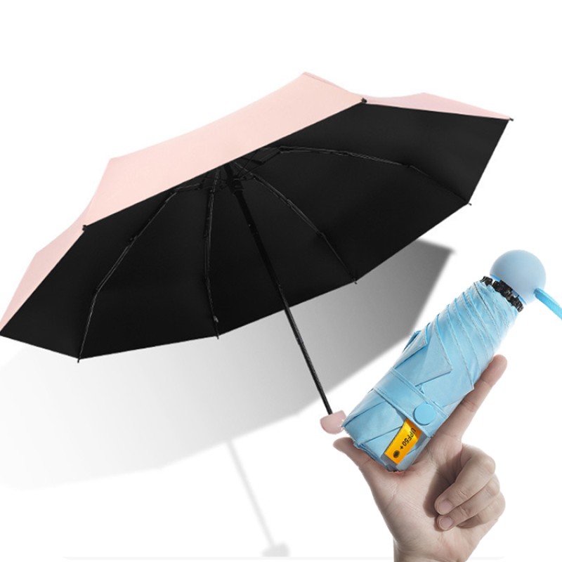 Small Mini Pocket 5 Folding Umbrella With Mini Case Windproof