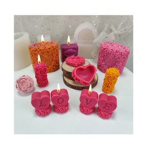 Valentine Gift DIY Mothers Day 3D Flower Cake Mold,Love Heart Rose Flower Candle Silicone Mold