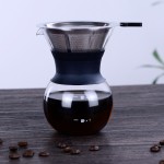 热卖高温手工制作漏斗过滤器硅胶玻璃咖啡壶橡胶木茶和咖啡壶