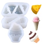 新产品微型糖果聚合物粘土树脂珠宝魅力3D冰淇淋硅胶模具蛋糕工具