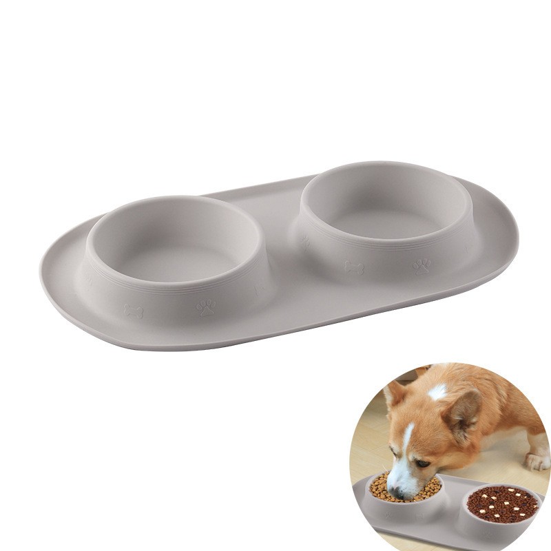Pet Supplies Custom Stainless Steel Non-Skid Silicone Mat Pet Bowl Slow Feeder Dog Food Bowl
