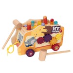 Cartoon Wooden Ice Cream Truck Mole Children Early Education Tractor-Trailer Peg Pounding Station Music Class Educational Toy