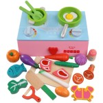 Baby Set Wooden Cooking Children Simulation Kitchen Gas Stove Household Cut Fruits Vegetables Kitchen Toy