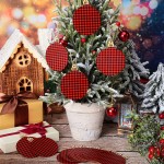 Christmas Wishing Tree Ornament Wooden Hanging Craft Buffalo Plaid Print Wooden Hanging Christmas Decoration Tree