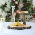 Custom 2 Tier Natural Wood Slice Slab Food Server Wooden Dessert & Cupcake Stand Wooden Round Cake Stand