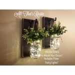 Hot Selling Rustic Wall Sconce Decor Mason Jar Wall Decor with LED Fairy Lights and Flowers