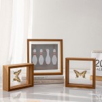Photo Frame Wall Art Transparent Double-Sided Glass Picture Wood Frame