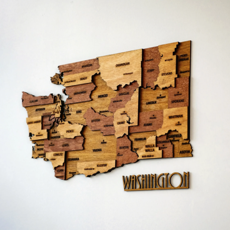 3D Wooden World Map with LED Light Backlit World Travel Map