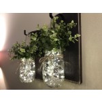 Hot Selling Rustic Wall Sconce Decor Mason Jar Wall Decor with LED Fairy Lights and Flowers