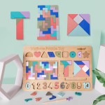 Custom Children Wooden Multi-functional Puzzle Wooden Toy Stacking Game Stacking Geometric Blocks