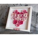 Custom Handmade Heart Shape Shadow Box with Flowers Photo Frame