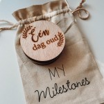 Custom Design Engraved Announcement Print Polyester Milestone Wood Card