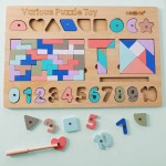 Custom Children Wooden Multi-functional Puzzle Wooden Toy Stacking Game Stacking Geometric Blocks