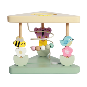 Baby Children Educational Toy Montessori Wooden Toy Wooden Ring Flower Bee Triangle Wire Bead Toy