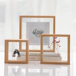 Photo Frame Wall Art Transparent Double-Sided Glass Picture Wood Frame