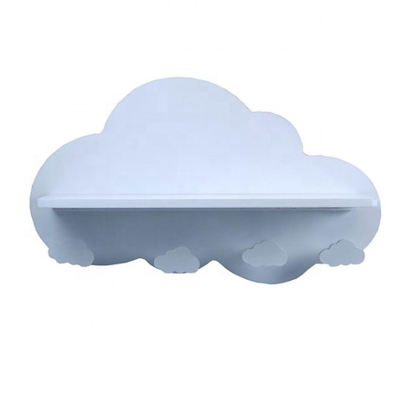 Custom Floating Cloud Shape Wooden Nursery Wall Shelf Bookcase Storage Organizer