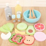Sunny Simulation Kitchen Pretend Toy Wooden Montessori Educational Children Gift Fruit Vegetable Salad Burger Fries
