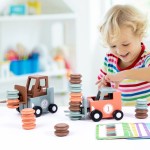 Children Wooden Early Education Stacking Simulation Liftable Forklift Model Parent-Child Interaction Educational Toy