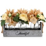 Handmade Table Decor Mason Jar Wood Crate Centerpiece for Farmhouse Kitchen and Rustic Wedding Decor