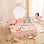 Hot Selling Scandinavian Style Unisex Princess Playhouse Makeup Small Dressing Table Wooden Children Pink Mirror Toy Set Zhejiang