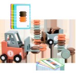 Children Wooden Early Education Stacking Simulation Liftable Forklift Model Parent-Child Interaction Educational Toy