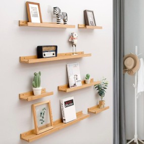 Custom 2 Shelves 2 Piece Pine Wood Solid Wood Floating Shelf Wall Mounted