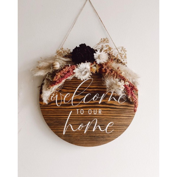 Pretty Welcome Sign Front Door Porch Decor Interchangeable Rustic Wood Wall Hanging Porch Decor