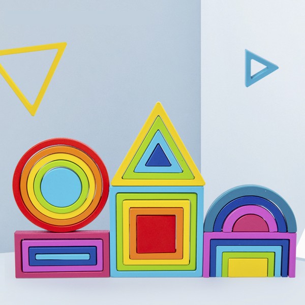 Sunny DIY Rainbow Stacker Set Children Education Montessori Wooden Building Blocks - Zhejiang Model Edu Toys Unisex Toys