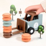 Children Wooden Early Education Stacking Simulation Liftable Forklift Model Parent-Child Interaction Educational Toy