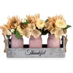 Handmade Table Decor Mason Jar Wood Crate Centerpiece for Farmhouse Kitchen and Rustic Wedding Decor