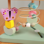 Baby Children Educational Toy Montessori Wooden Toy Wooden Ring Flower Bee Triangle Wire Bead Toy