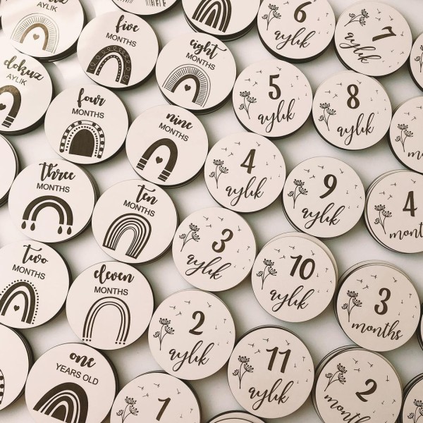 Baby Monthly Milestone Wood Card Pretty Funny Double-Sided Milestone Card Pregnancy Milestone Card