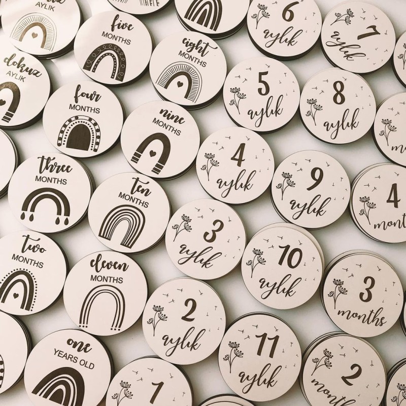 Baby Monthly Milestone Wood Card Pretty Funny Double-Sided Milestone Card Pregnancy Milestone Card