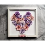 Custom Handmade Heart Shape Shadow Box with Flowers Photo Frame