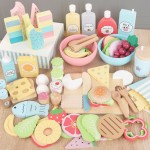 Sunny Simulation Kitchen Pretend Toy Wooden Montessori Educational Children Gift Fruit Vegetable Salad Burger Fries